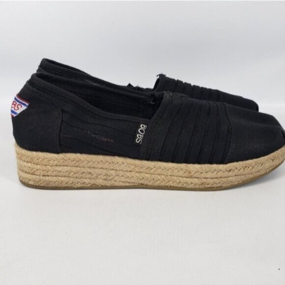 Bobs from Skechers Black Slip On Espadrille Platform Shoes Size 8 - Picture 6 of 15